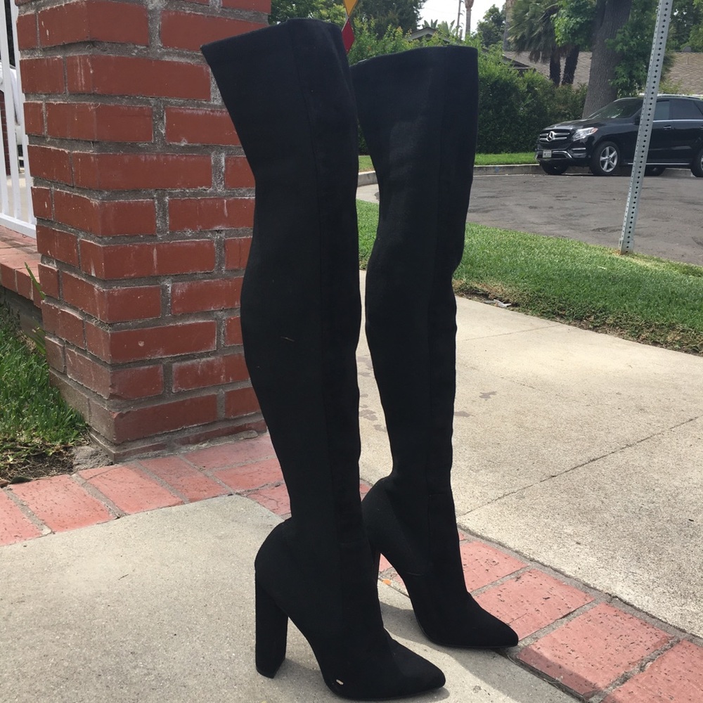 Black suede stretchy over the knee boots from ALDO